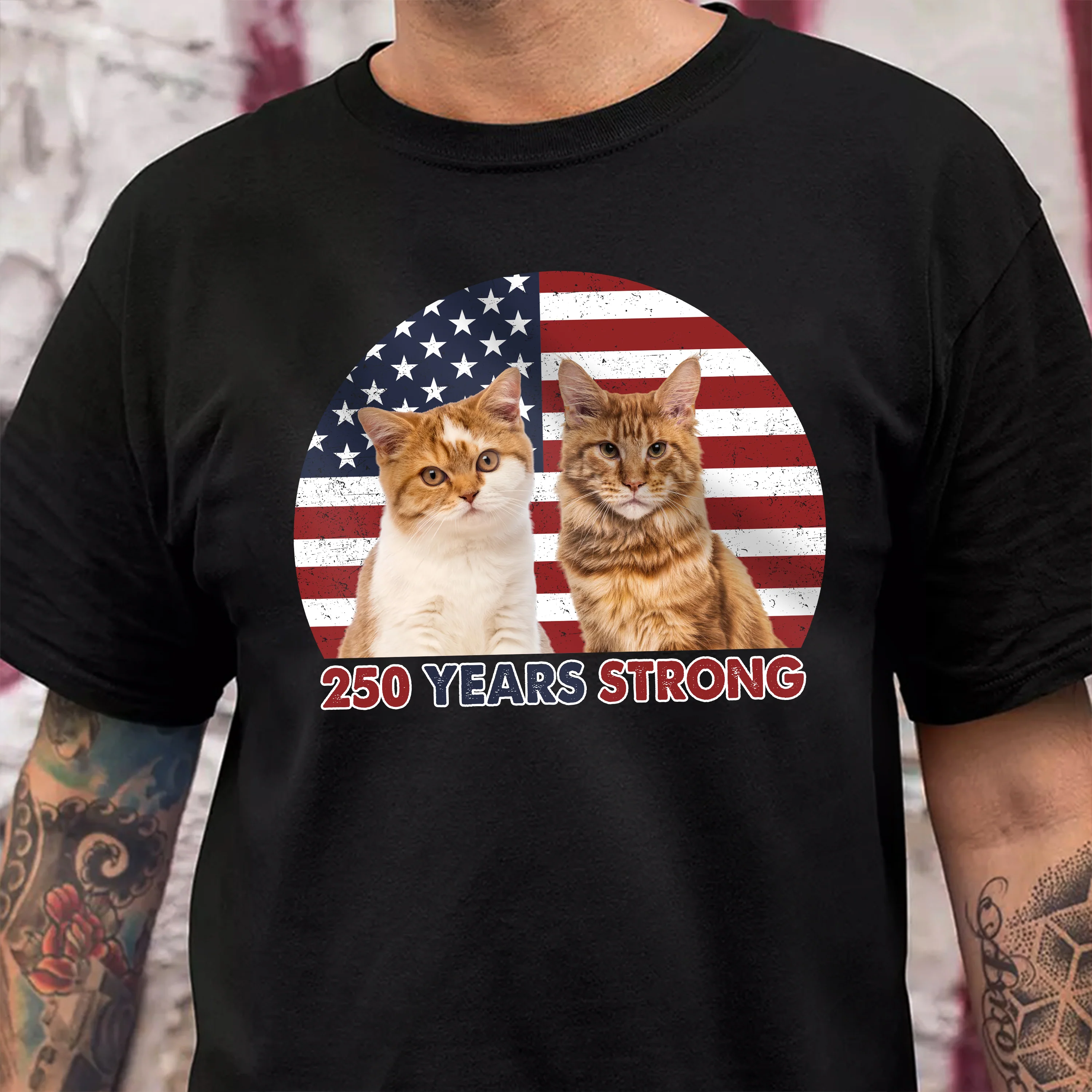 Custom Photo 250 Years Strong Dog Cat Vintage Retro Dark Shirt HO82 901282 - Image 5