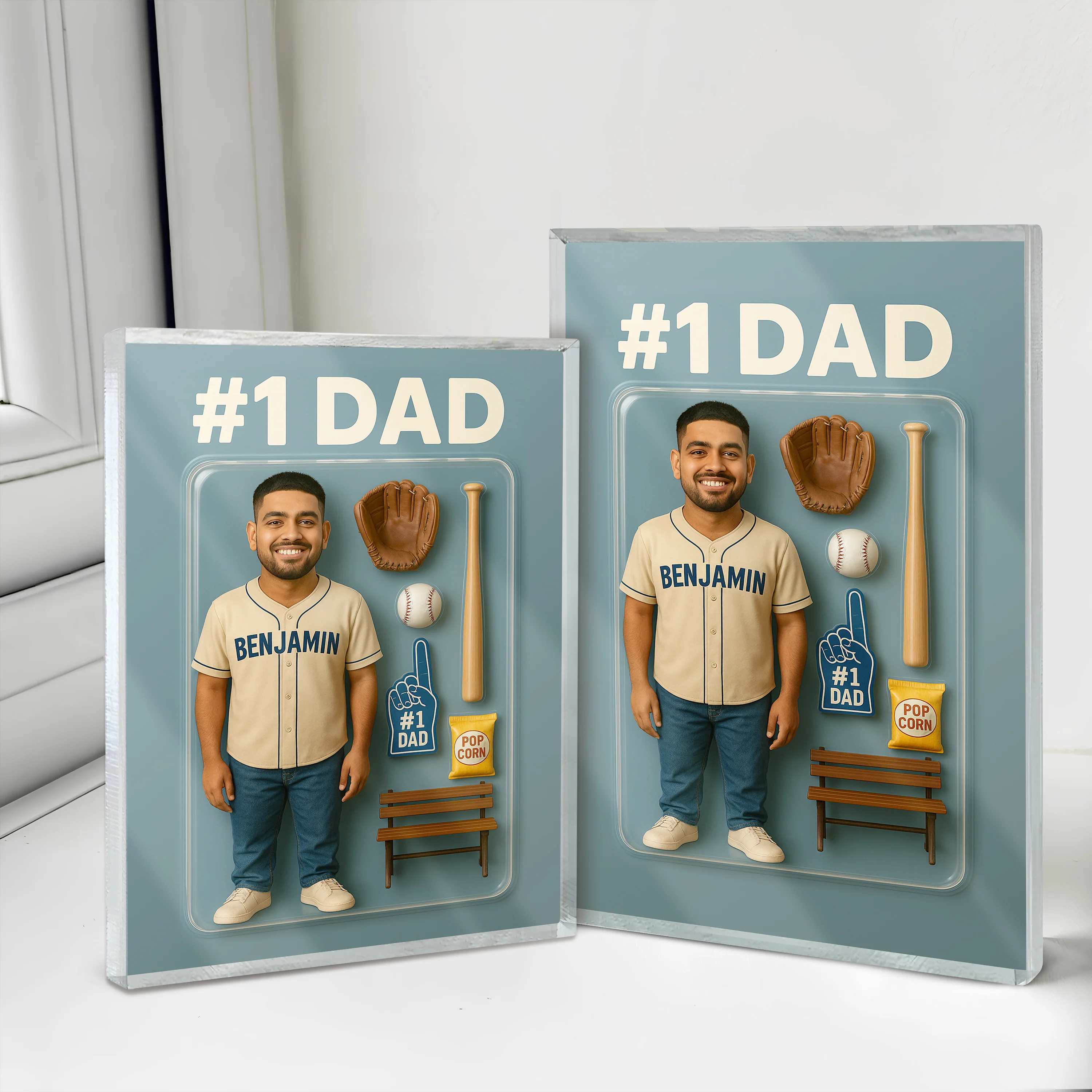 Custom Photo 3D Effect Baseball #1 Dad Acrylic Block Plaque, Unique Keepsake HO82 893908 - Image 6