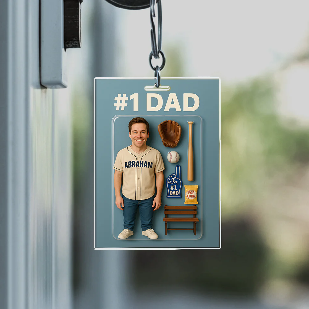 Custom Photo 3D Effect Baseball #1 Dad Figure Acrylic Keychain HO82 893906 - Image 4