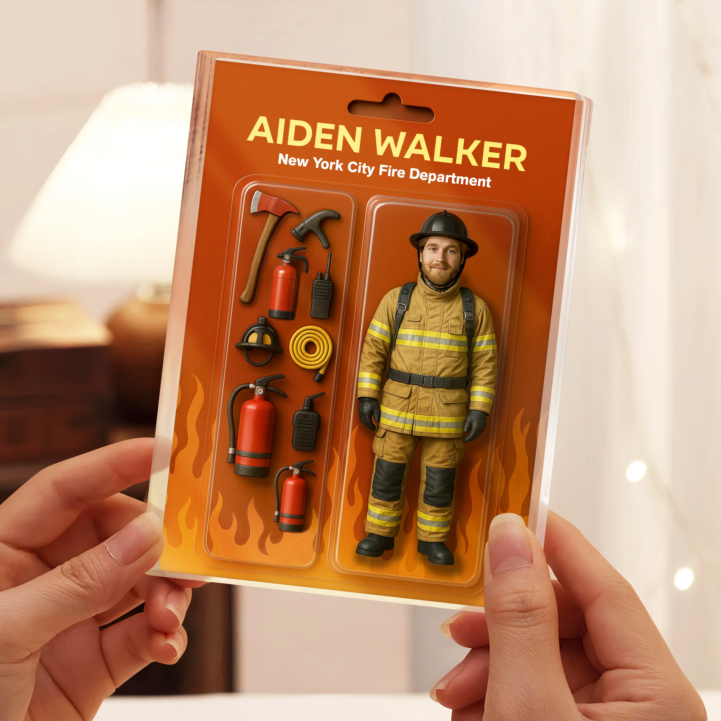 Custom Photo 3D Effect Firefighter Action Figure Acrylic Block Plaque, Unique Keepsake HO82 893918 - Image 3