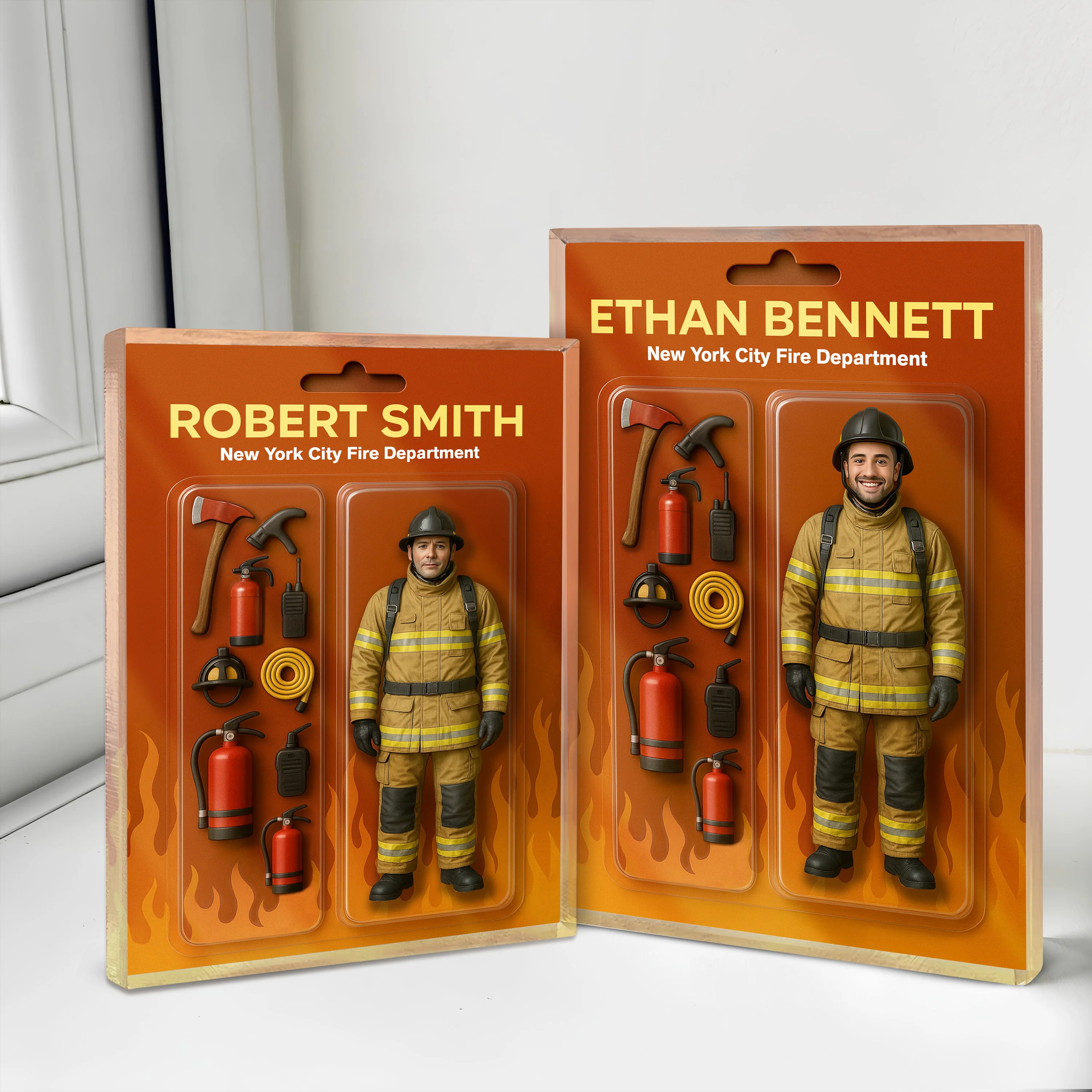Custom Photo 3D Effect Firefighter Action Figure Acrylic Block Plaque, Unique Keepsake HO82 893918 - Image 5