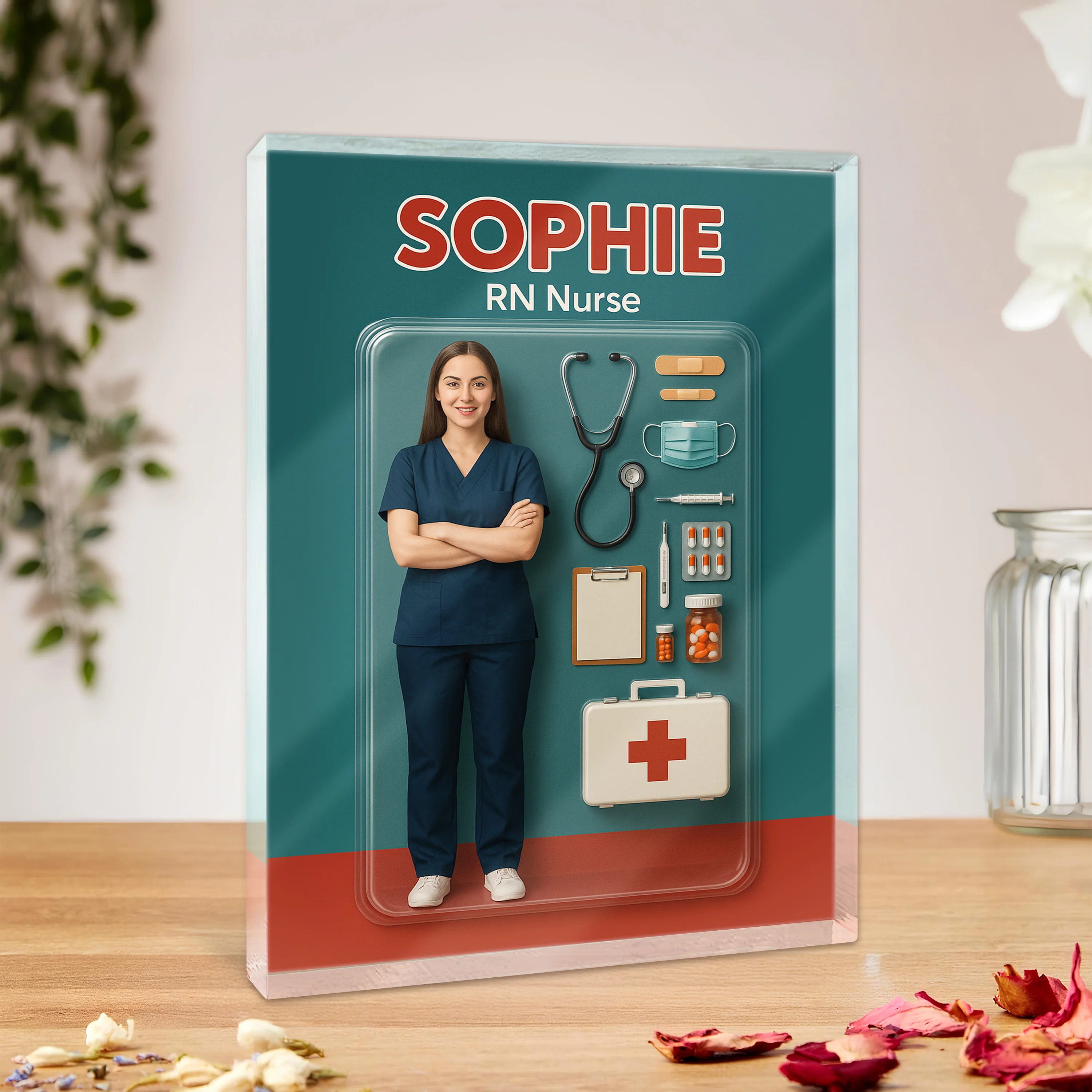 Custom Photo 3D Effect Nurse Figure Acrylic Block Plaque, Unique Keepsake HO82 893910 - Image 3