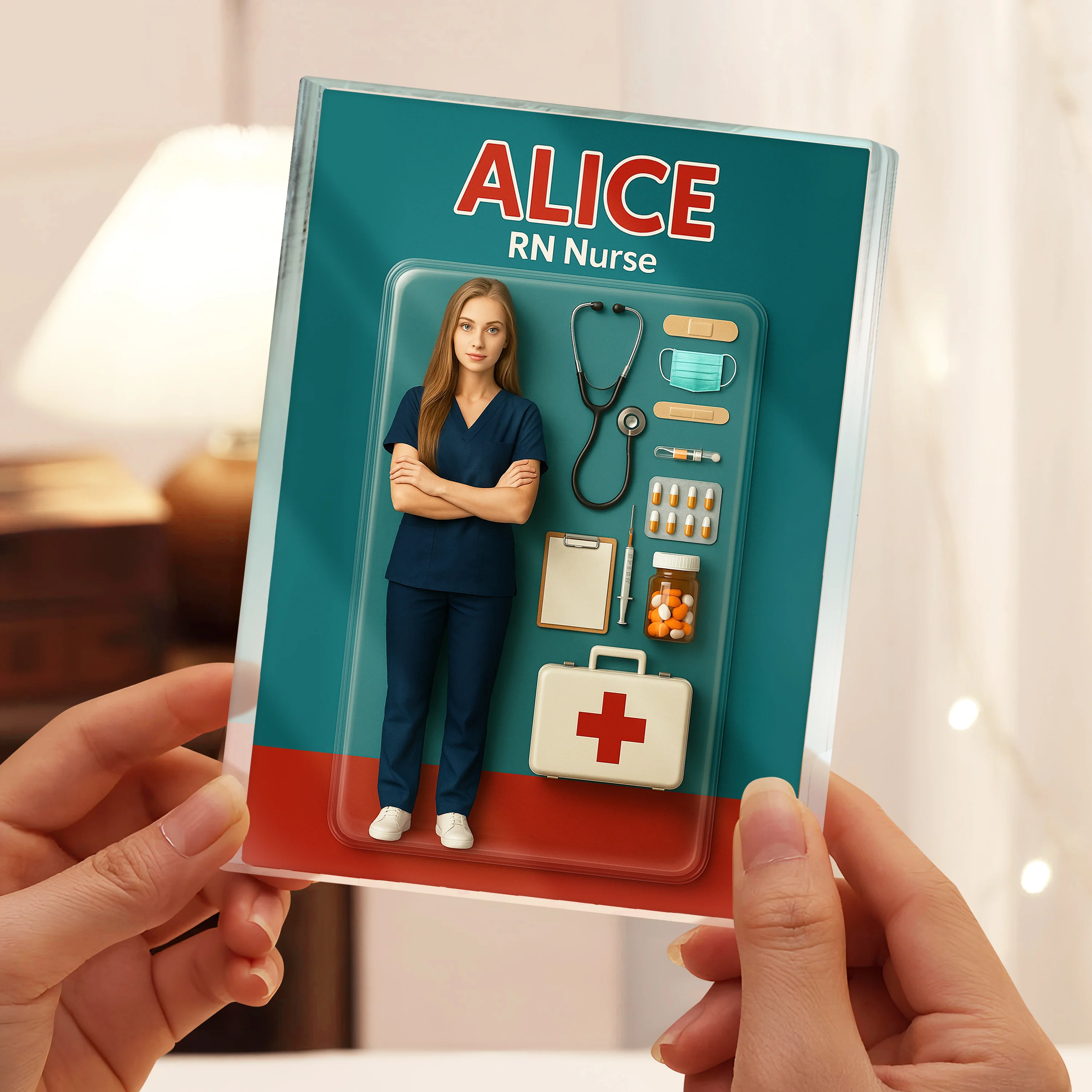 Custom Photo 3D Effect Nurse Figure Acrylic Block Plaque, Unique Keepsake HO82 893910 - Image 4