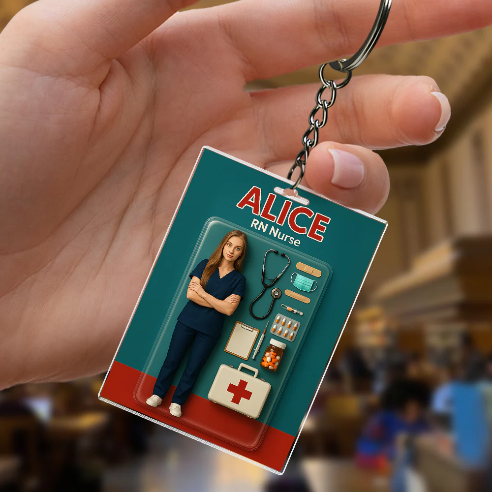 Custom Photo 3D Effect Nurse Figure Acrylic Keychain HO82 893912 - Image 2