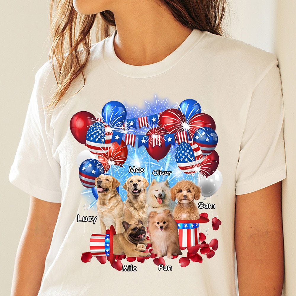 Custom Photo 4th Of July For Dog Lovers Bright Shirt HO82 890734