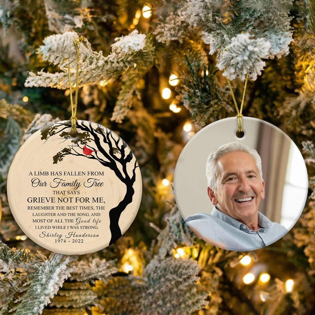 Custom Photo A Limb Has Fallen Loss Of Father Mother Memorial Christmas Ceramic Ornament HO82 893058 - Image 2