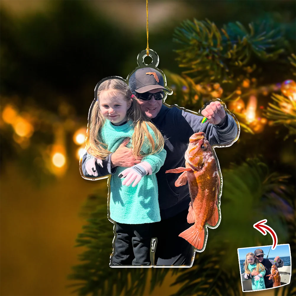 Custom Photo A Man Addicted To Fishing Acrylic Ornament Gift For Fishing Lovers HO82 894742 - Image 2