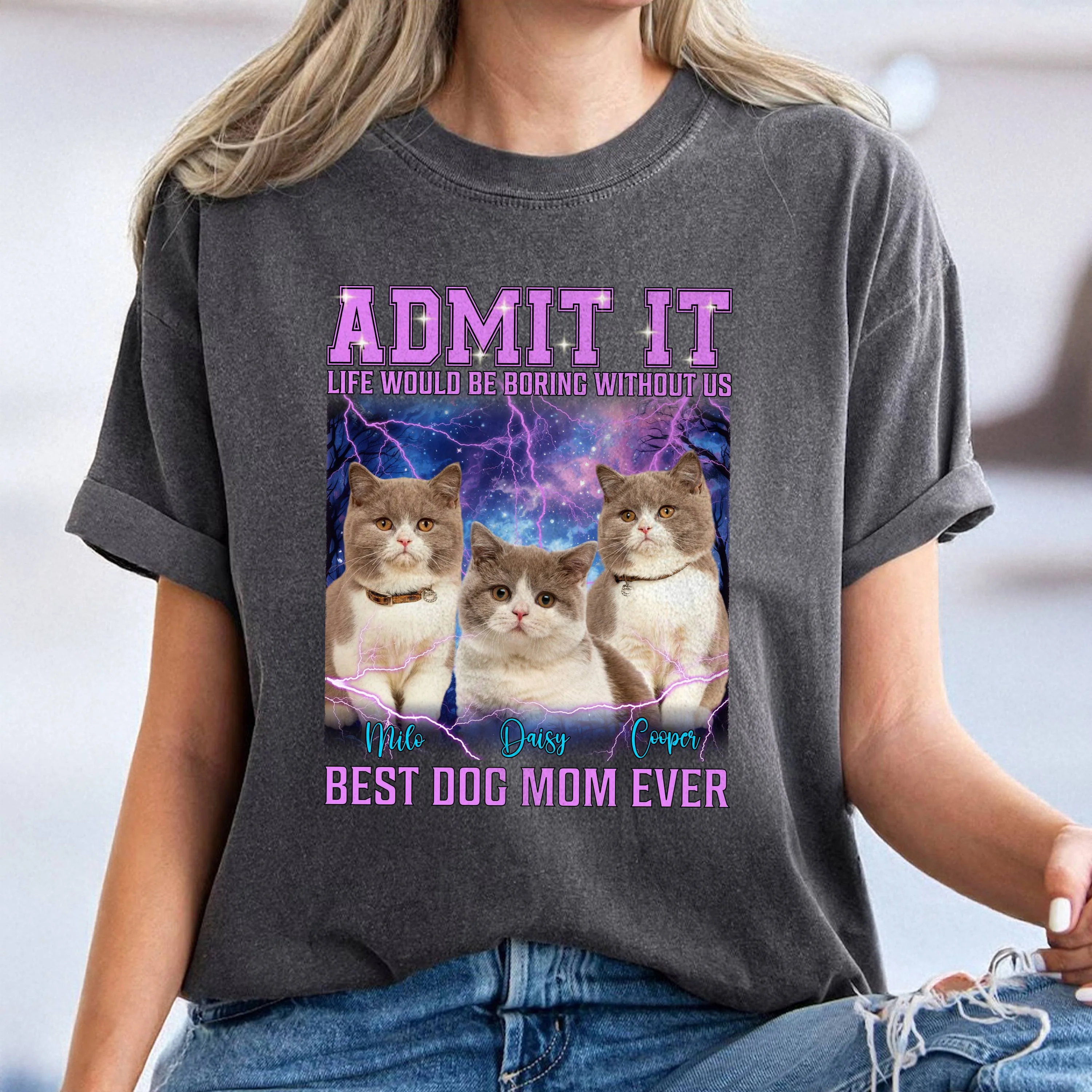 Custom Photo Admit It Life Would Be Boring Without Us Dog Cat Retro Style Comfort Shirt HO82 894890 - Image 2