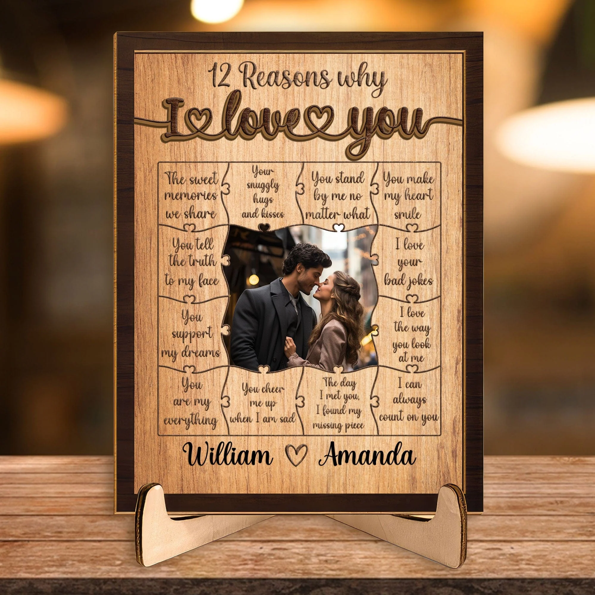 Custom Photo All I Can Think Of Is You Couple 2-Layered Wooden Plaque With Stand TA29 890132 - Image 3