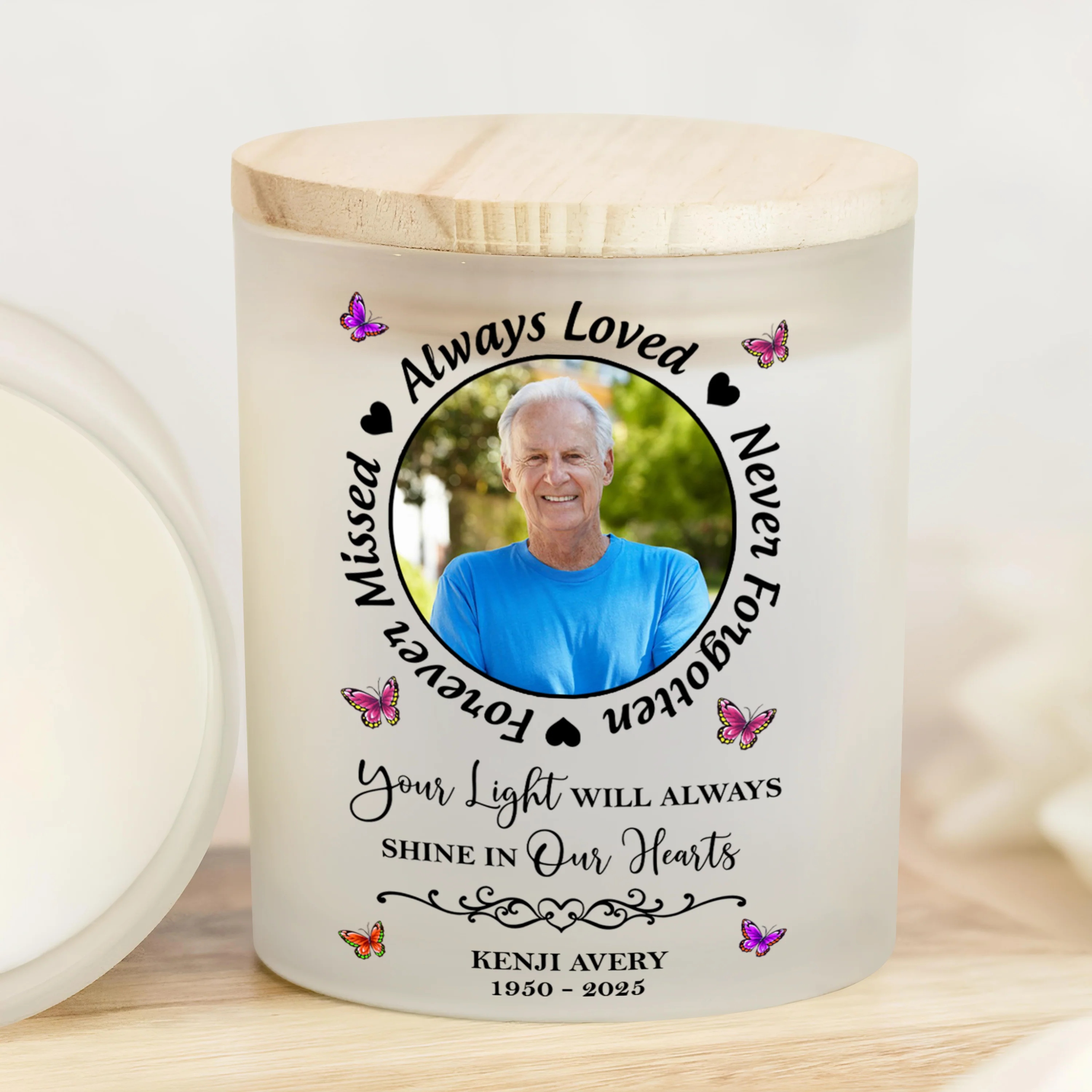 Custom Photo Always In Our Thoughts Memorial Glass Jar With LED Candle HO82 893822 - Image 2