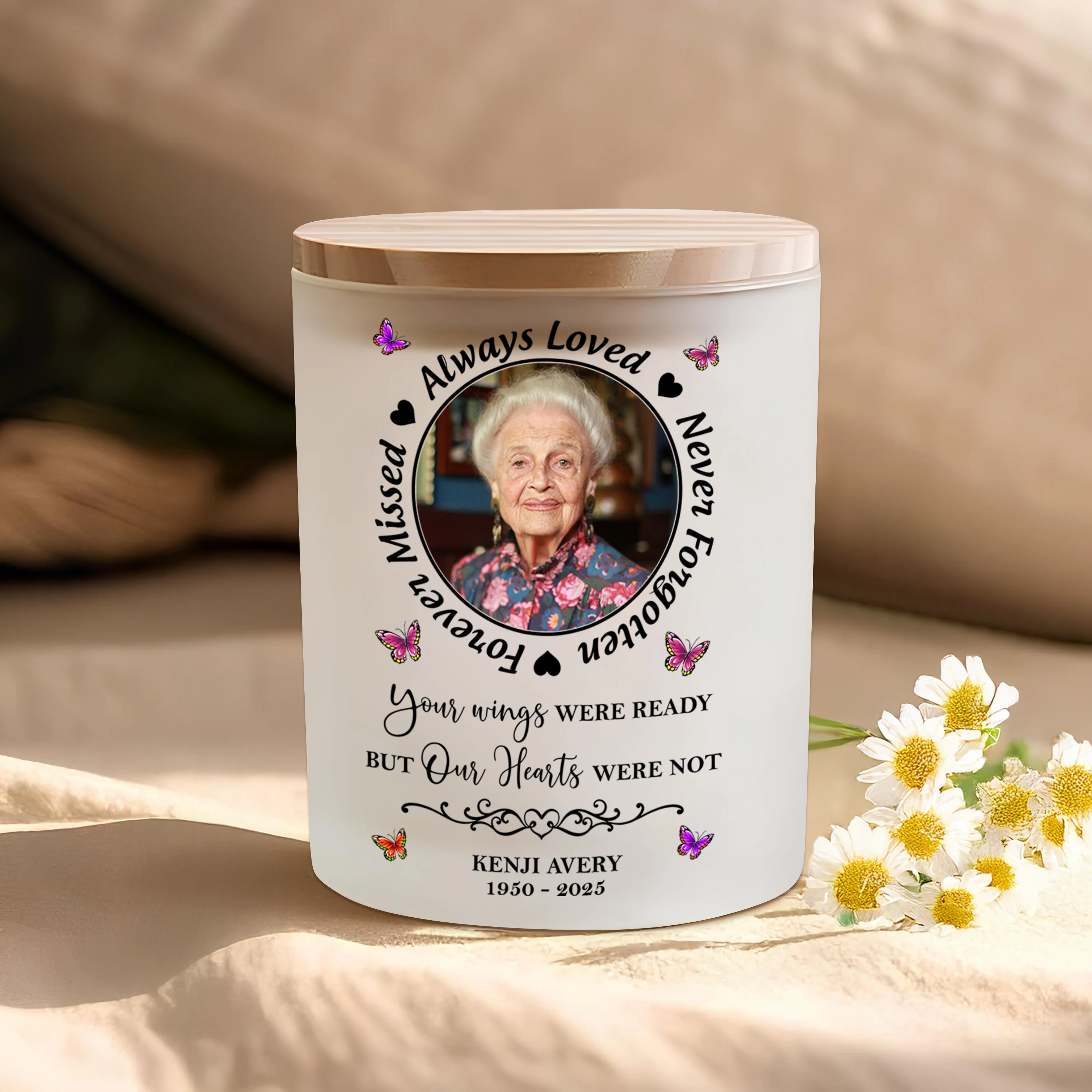Custom Photo Always In Our Thoughts Memorial Glass Jar With LED Candle HO82 893822 - Image 5