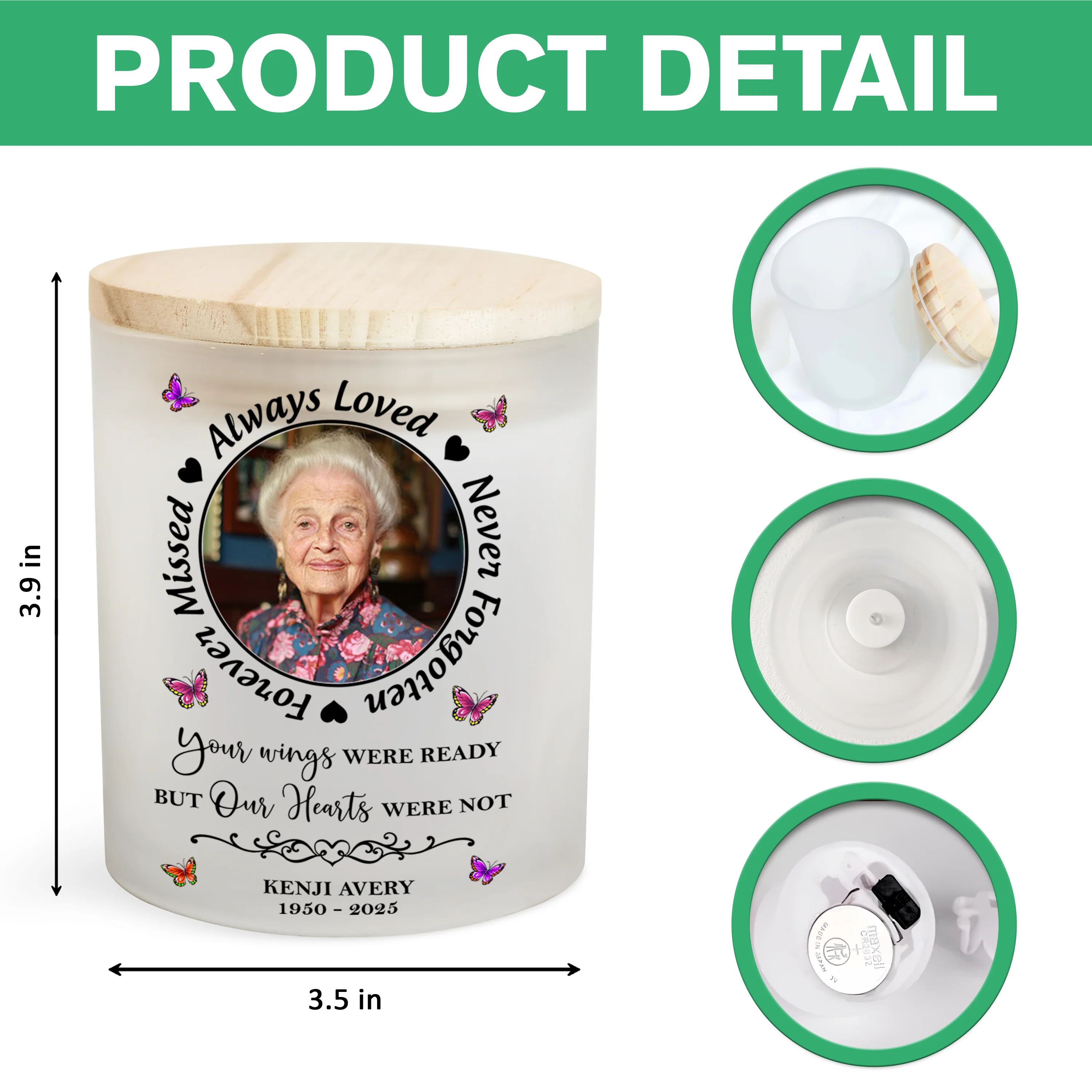 Custom Photo Always In Our Thoughts Memorial Glass Jar With LED Candle HO82 893822 - Image 7