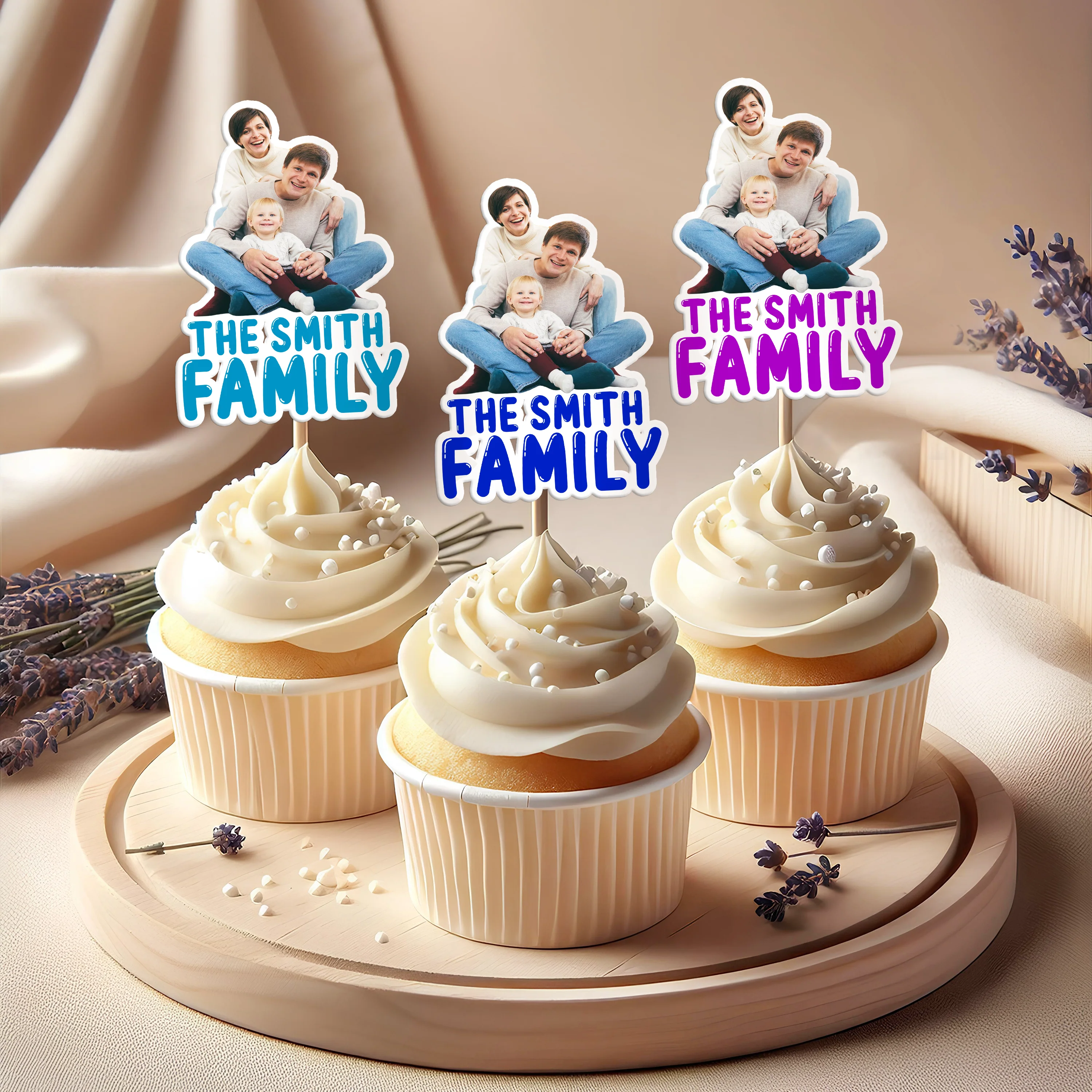 Custom Photo And Name Family Cupcake Toppers HO82 893678 - Image 9