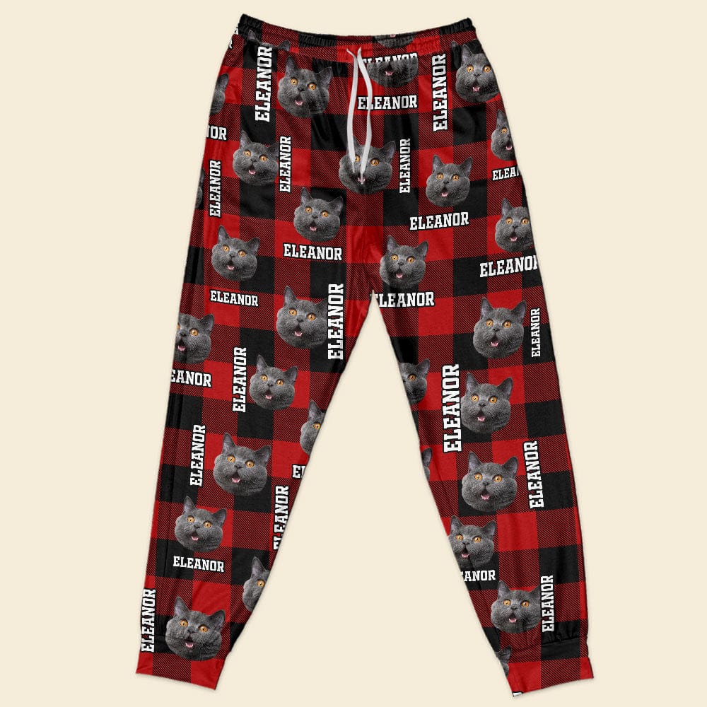 Custom Photo And Name With Buffalo Plaid Pattern Cat Sleepwear N304 889778 - Image 3