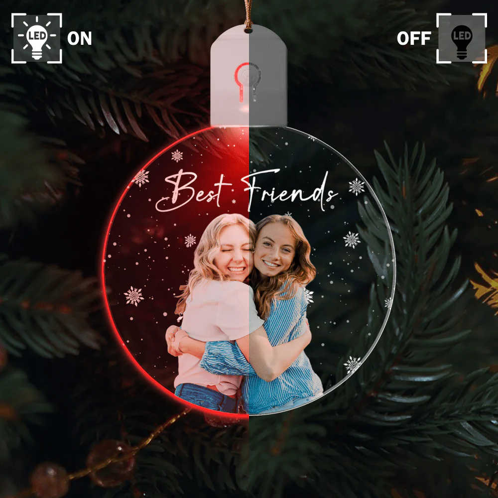 Custom Photo And Text Christmas Led Acrylic Ornament For Besties HO82 893262 - Image 4