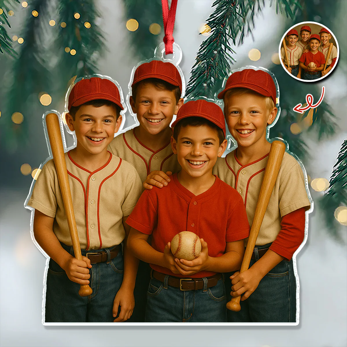 Custom Photo Baseball Kid Team Acrylic Ornament Gift For Baseball Lovers HO82 894930 - Image 3