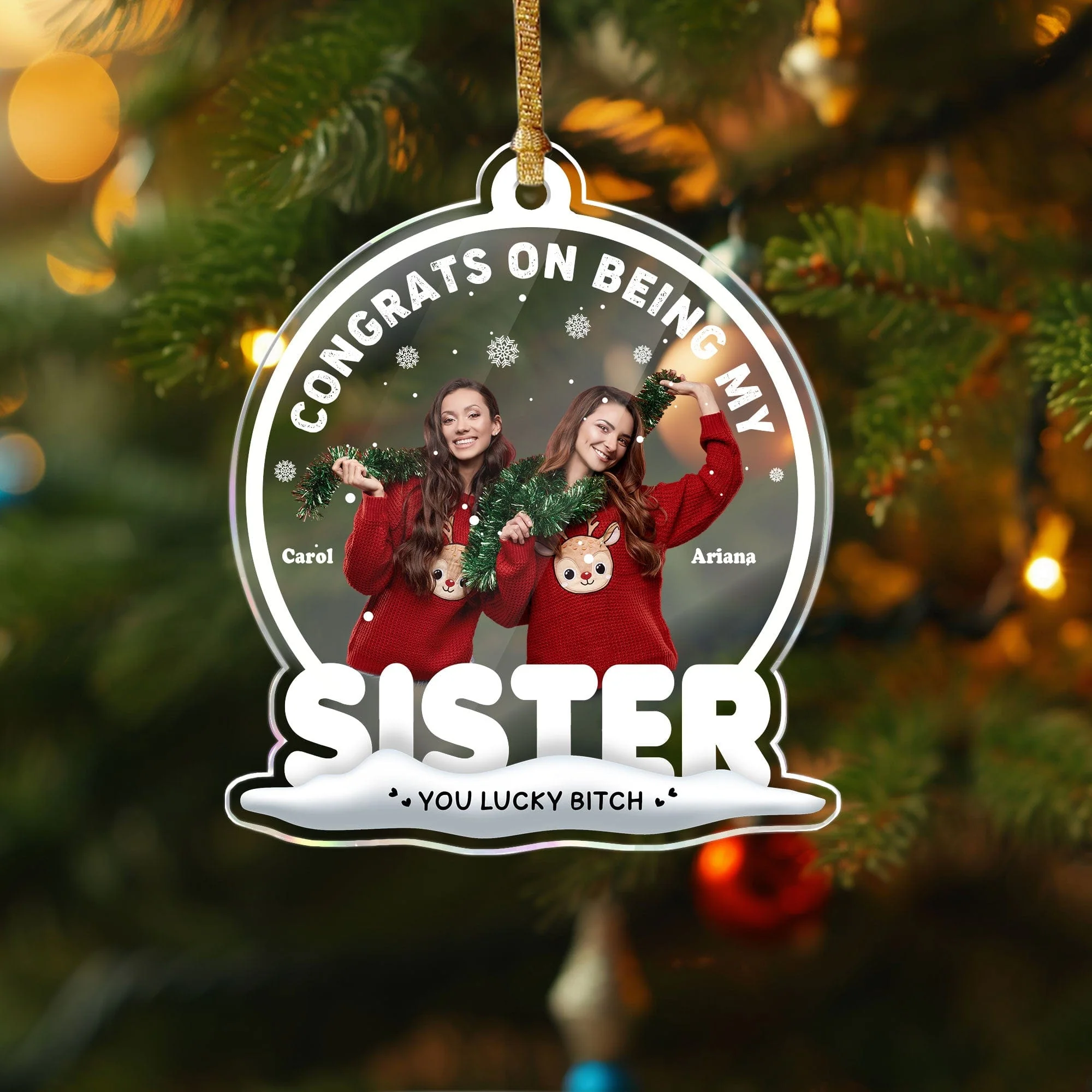 Custom Photo Being My Bestie Sister You Lucky Acrylic Ornament HO82 891038 - Image 2