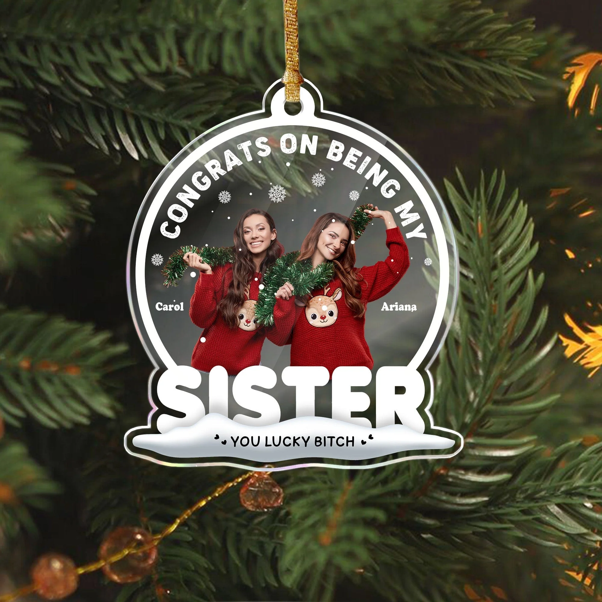 Custom Photo Being My Bestie Sister You Lucky Acrylic Ornament HO82 891038 - Image 3
