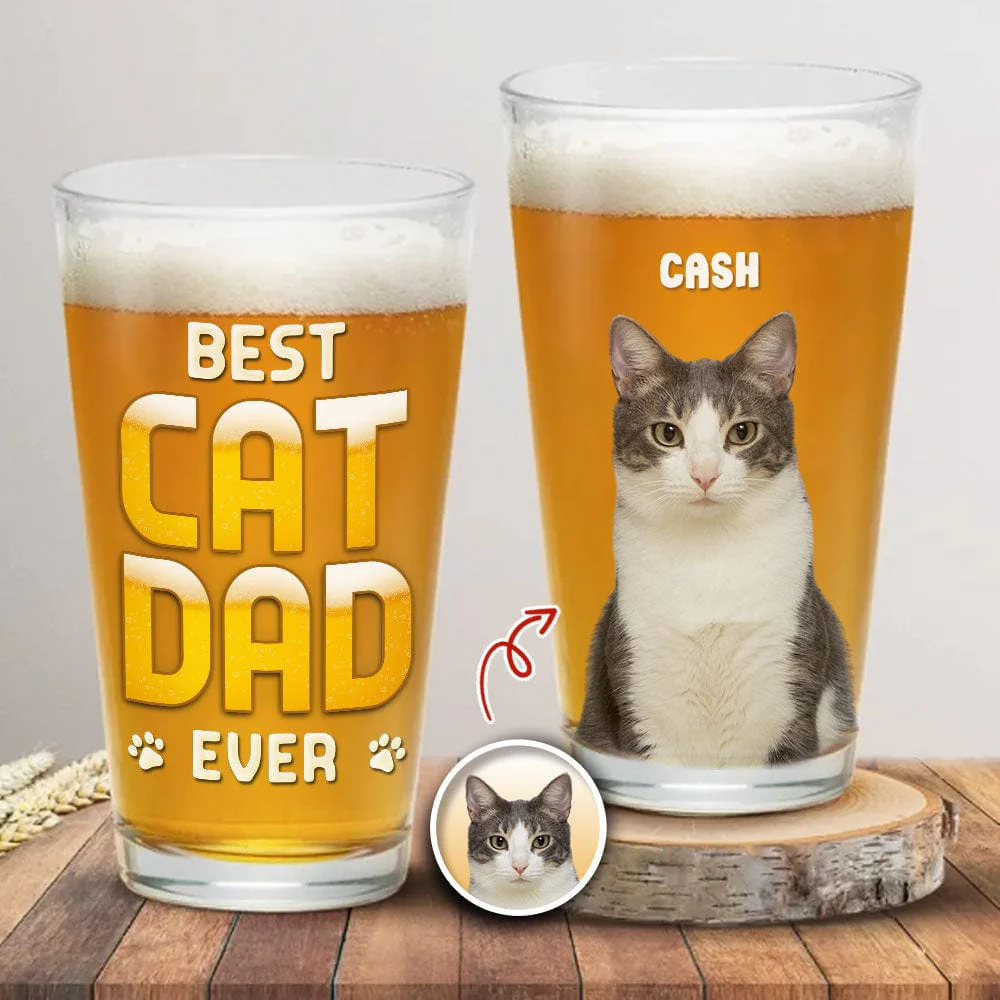 Custom Photo Best Cat Dad Ever Cat Father Print Beer Glass HO82 N304 890618 - Image 2