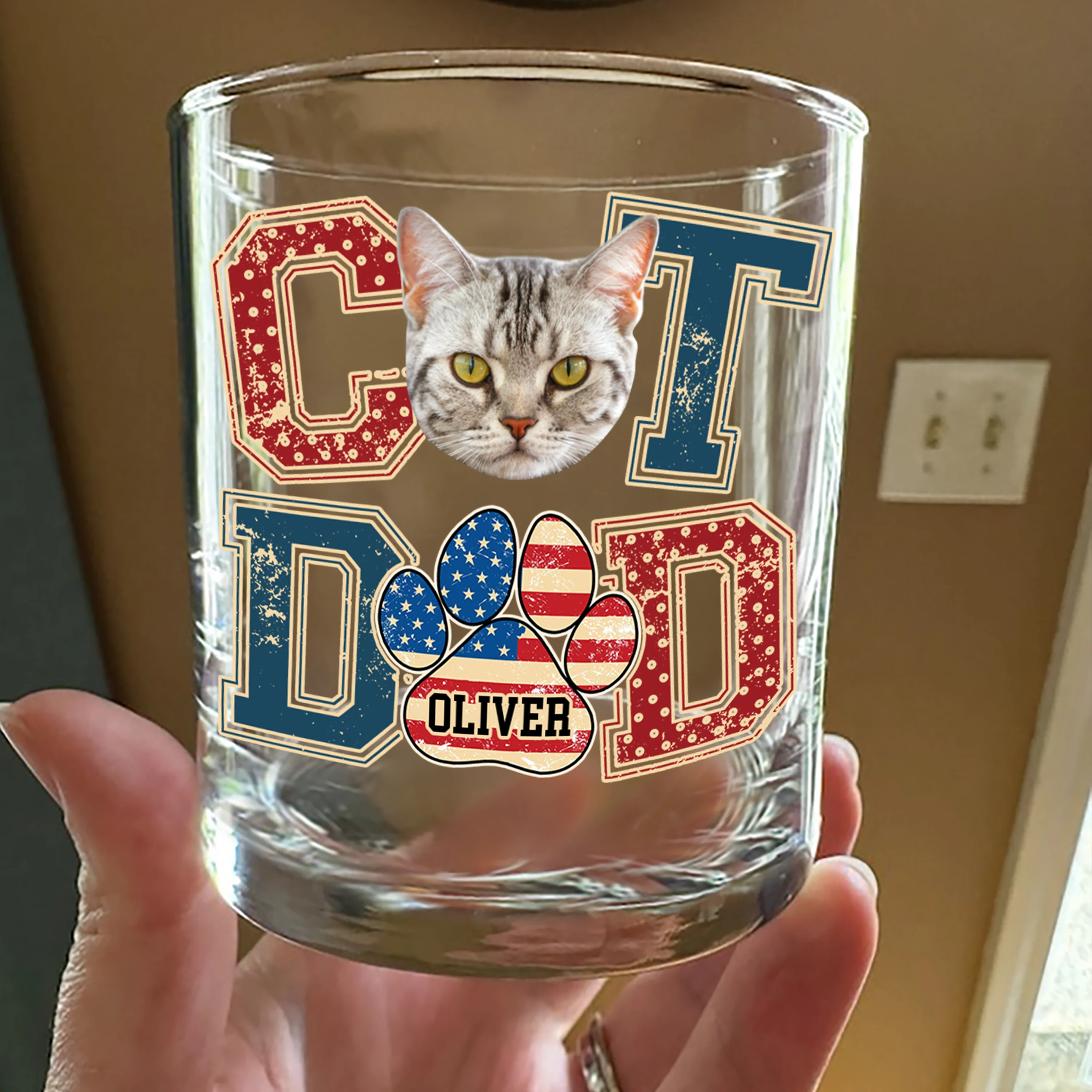 Custom Photo Best Cat Dad Whiskey Glass Gift For Father's Day, Cat Lovers HO82 894038 - Image 5