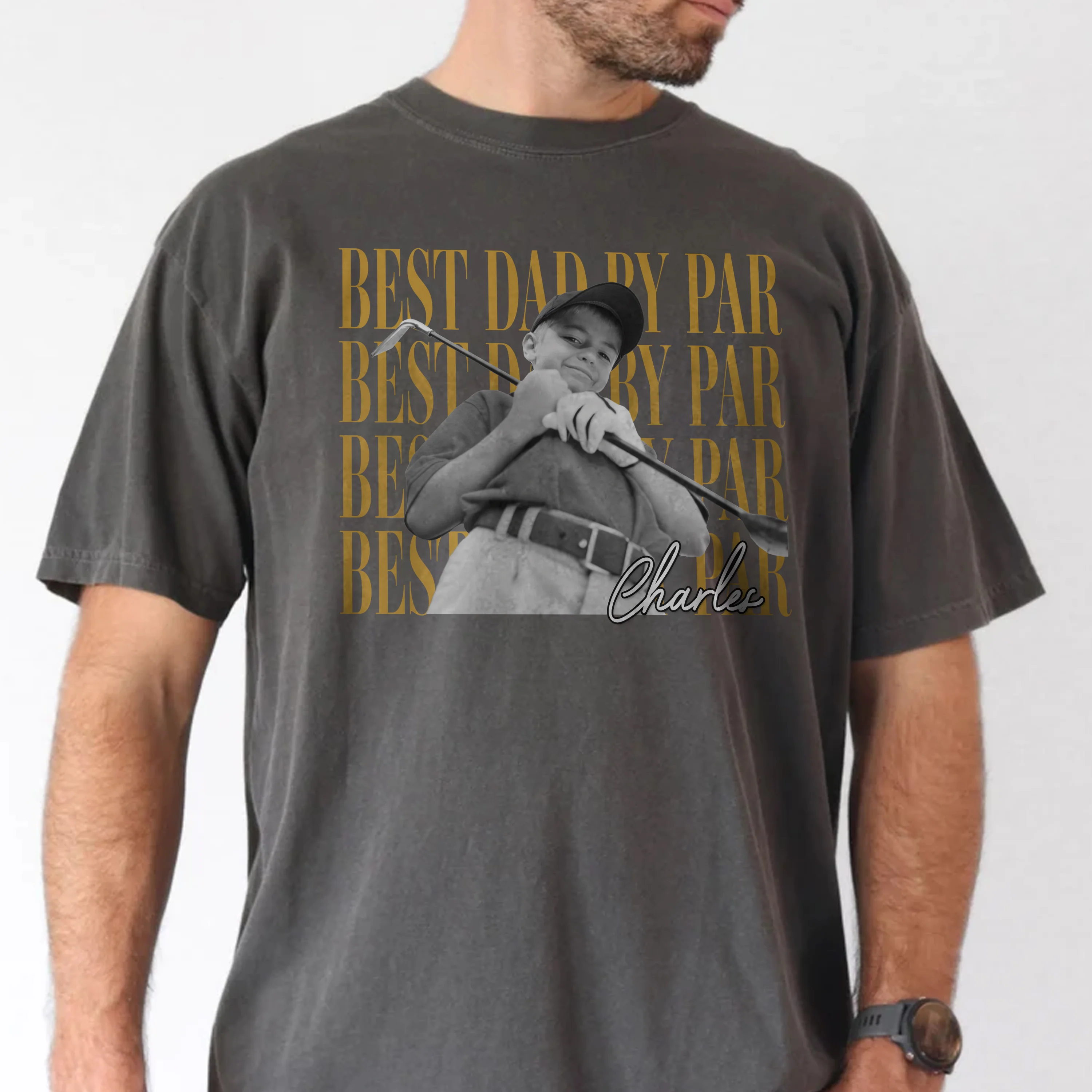 Custom Photo Best Dad By Par Vintage Style Comfort Shirt - Gift For Golf Lover, Dad, Father's Day HO82 902490 - Image 2
