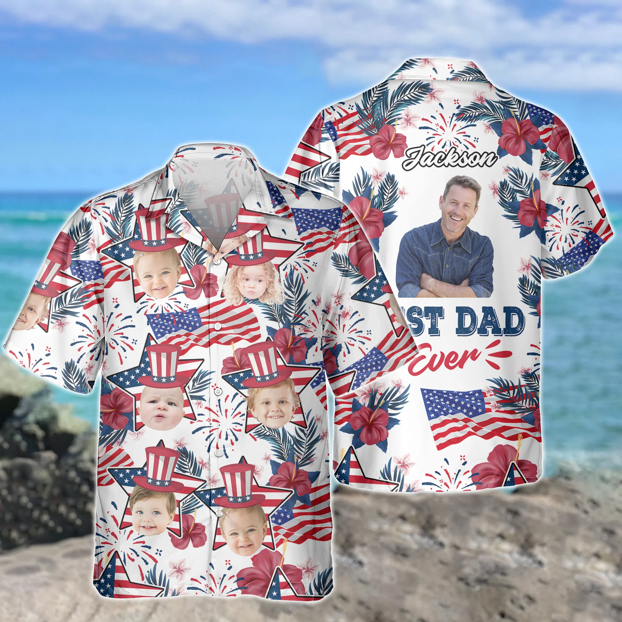 Custom Photo Best Dad Ever Hawaii Shirt Gift For Dad, Father's Day HO82 893788 - Image 7