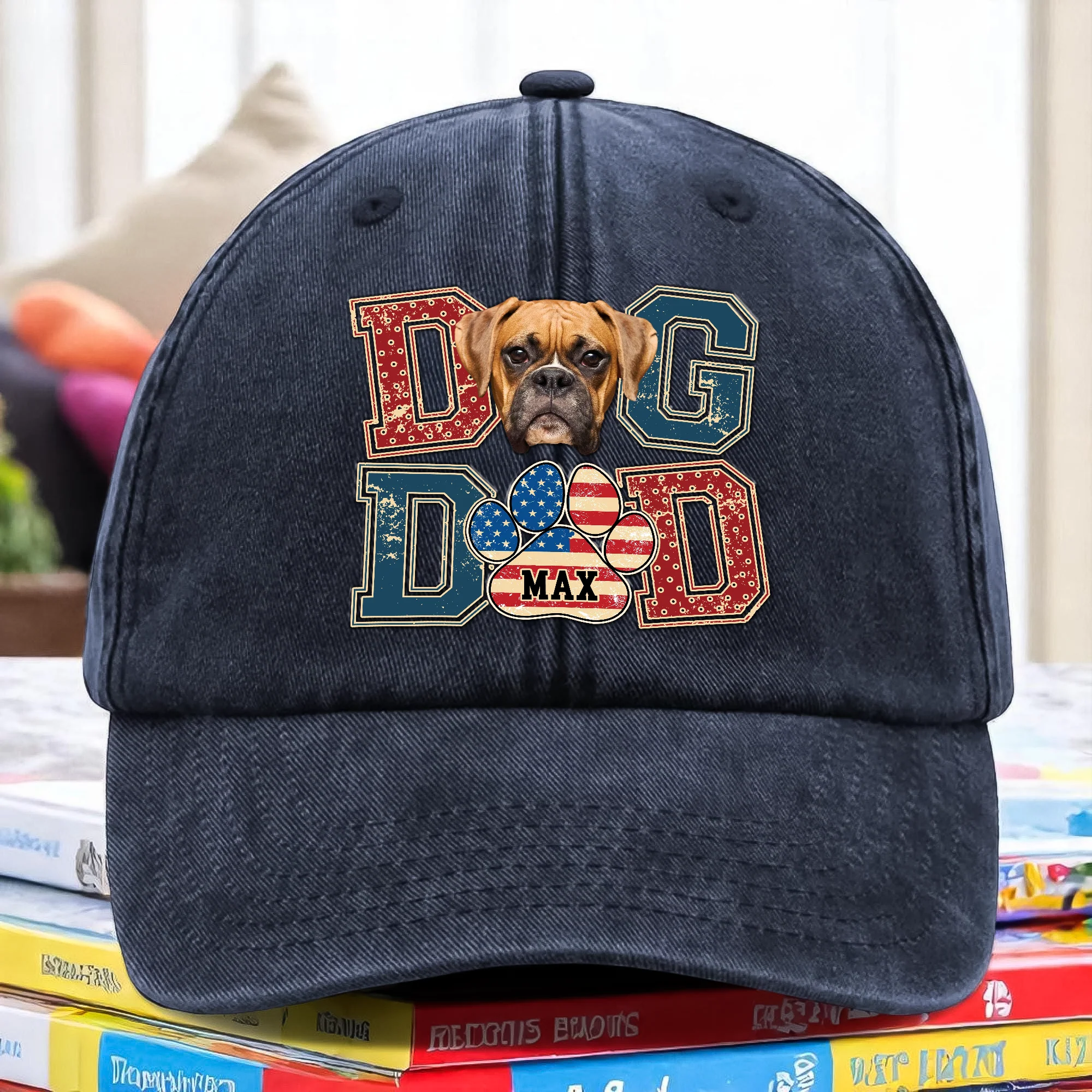 Custom Photo Best Dog Dad, Best Scooper Washed Denim Baseball Cap Gift For Father's Day, Dog Lovers HO82 894034 - Image 3
