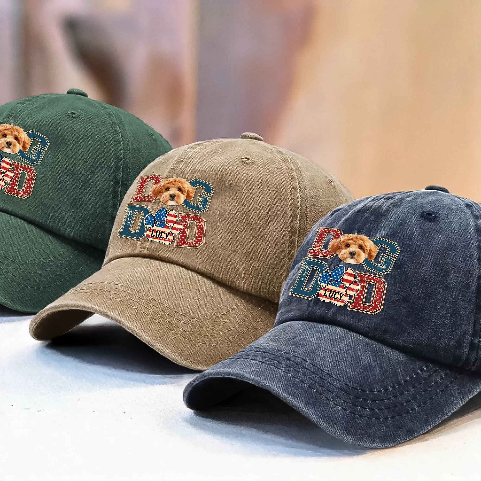 Custom Photo Best Dog Dad, Best Scooper Washed Denim Baseball Cap Gift For Father's Day, Dog Lovers HO82 894034 - Image 4