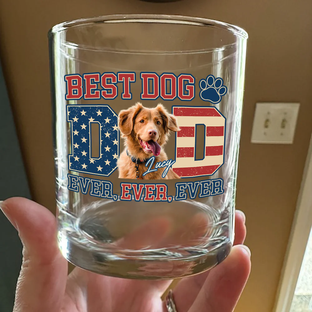 Custom Photo Best Dog Dad Ever Ever Ever Dog Whiskey Glass Gift For Father's Day, Birthday Gifts HO82 893934 - Image 2