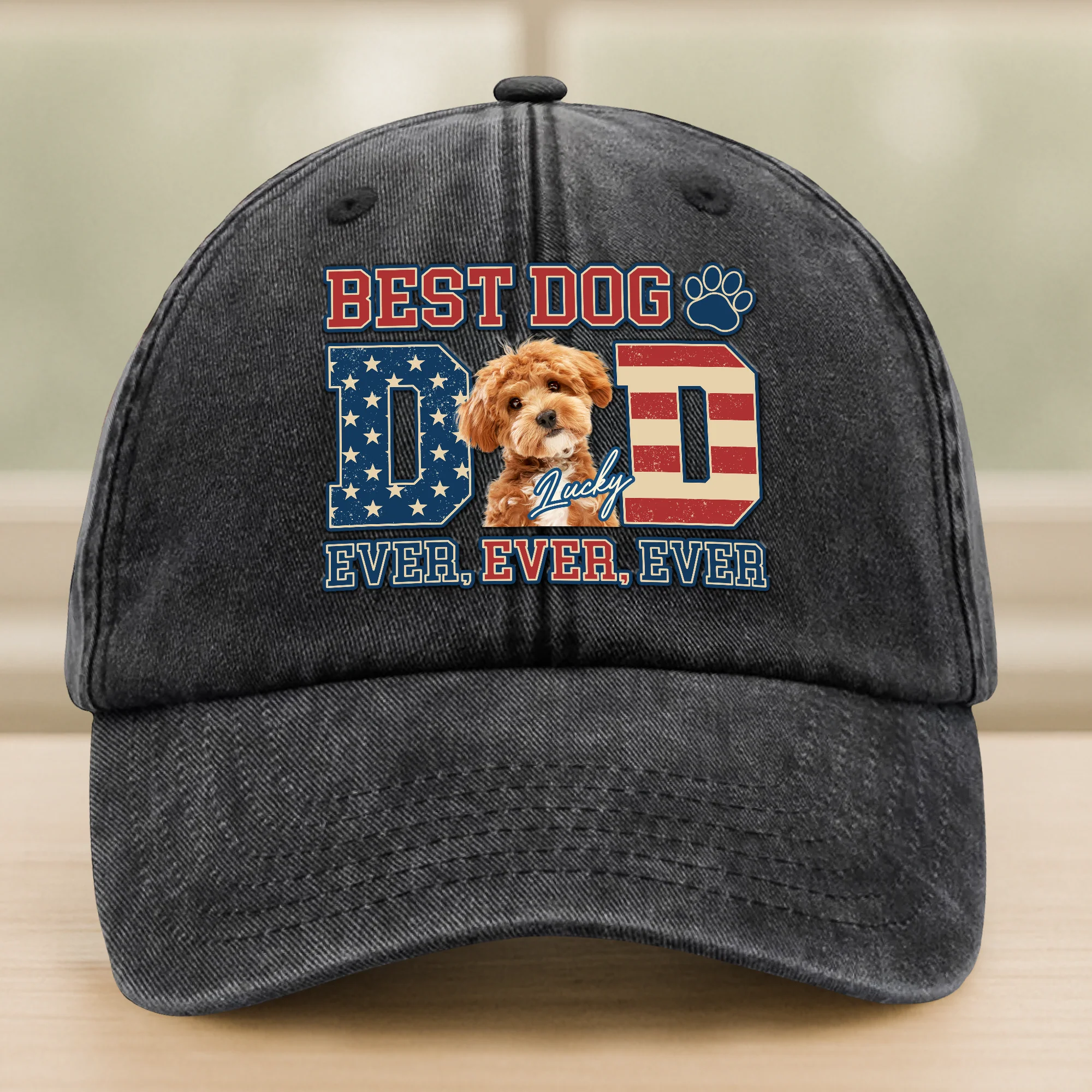 Custom Photo Best Dog Dad Ever Ever Ever Washed Denim Baseball Cap Gift For Father's Day, Birthday Gifts HO82 893936 - Image 3