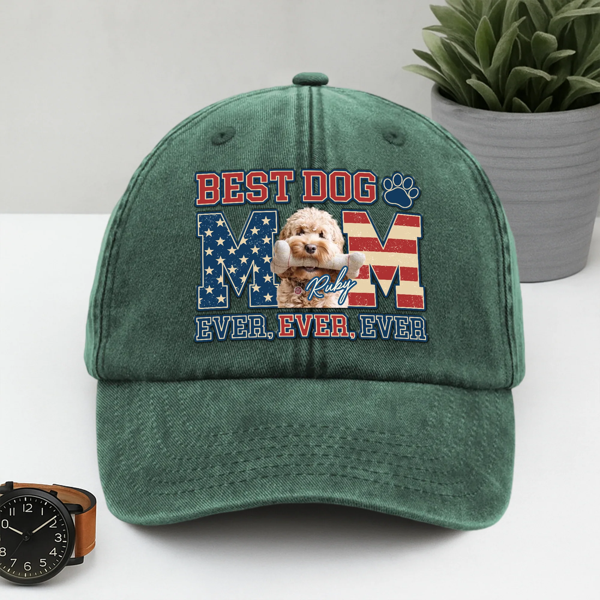 Custom Photo Best Dog Dad Ever Ever Ever Washed Denim Baseball Cap Gift For Father's Day, Birthday Gifts HO82 893936 - Image 9