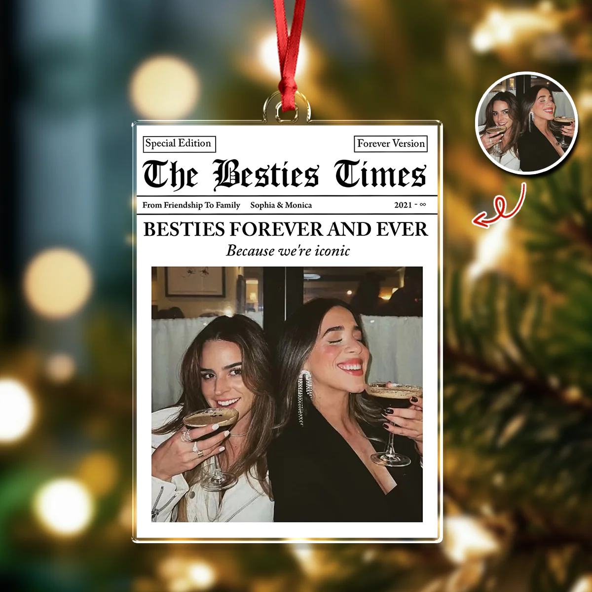 Custom Photo Besties Forever And Ever Acrylic Ornament Christmas Gift For Besties HO82 894726 - Image 2