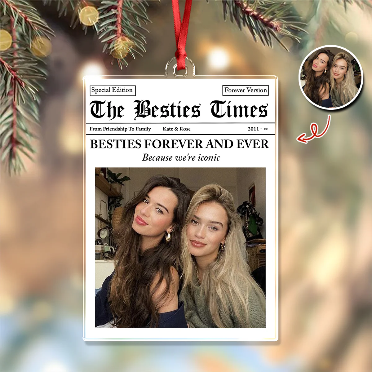 Custom Photo Besties Forever And Ever Acrylic Ornament Christmas Gift For Besties HO82 894726 - Image 6