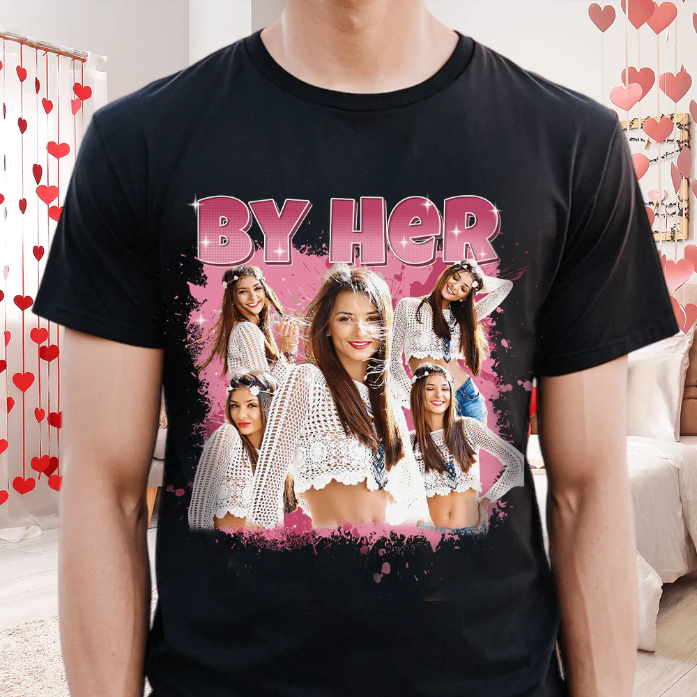 Custom Photo By Him/Her Vintage Style Couple Dark Shirt Valentine Gift HO82 893402 - Image 6