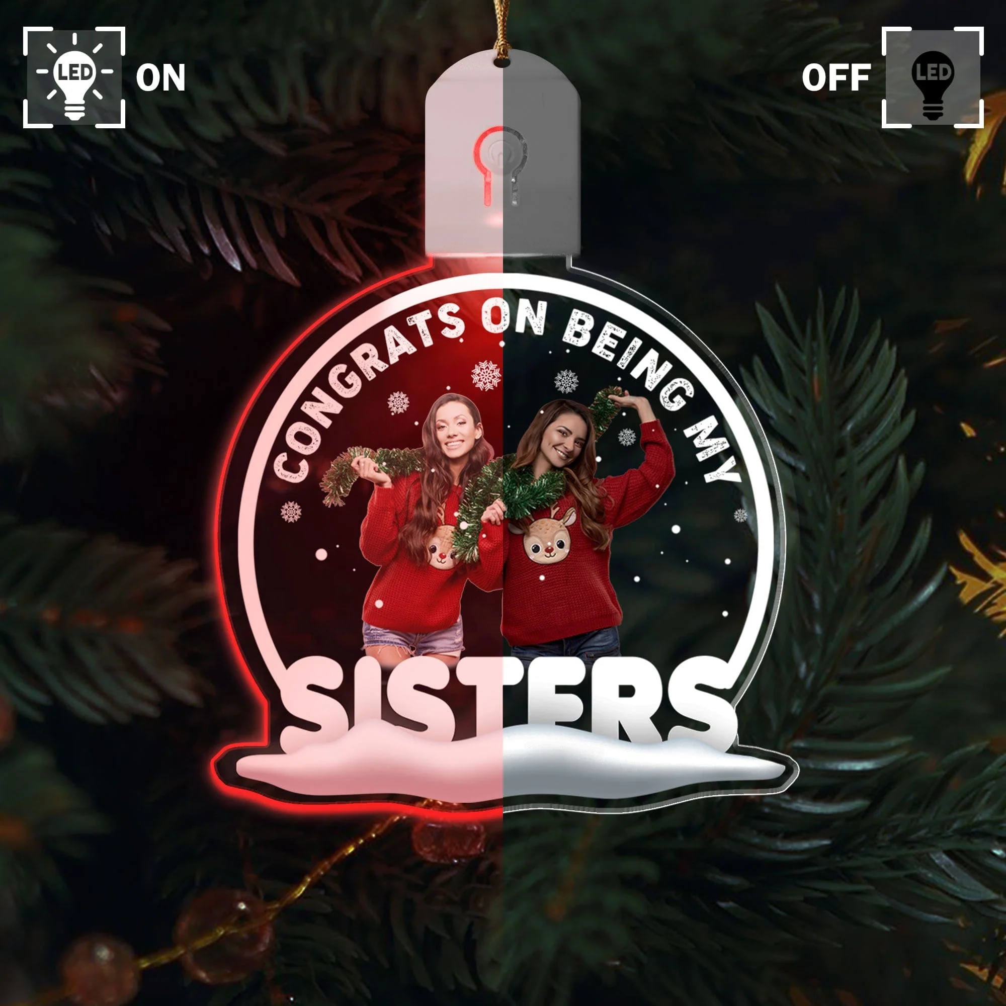 Custom Photo Christmas Congrats On Being My Bestie Led Acrylic Ornament For Besties HO82 893244 - Image 4
