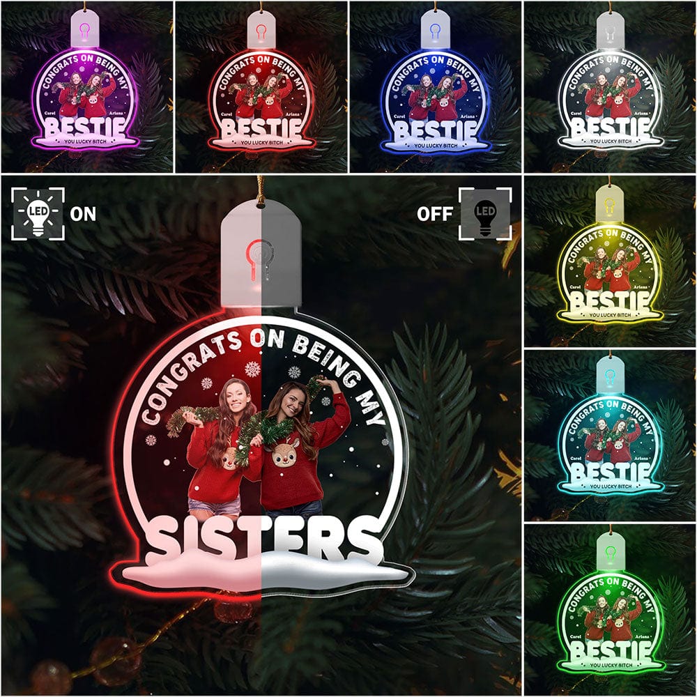 Custom Photo Christmas Congrats On Being My Bestie Led Acrylic Ornament For Besties HO82 893244 - Image 5