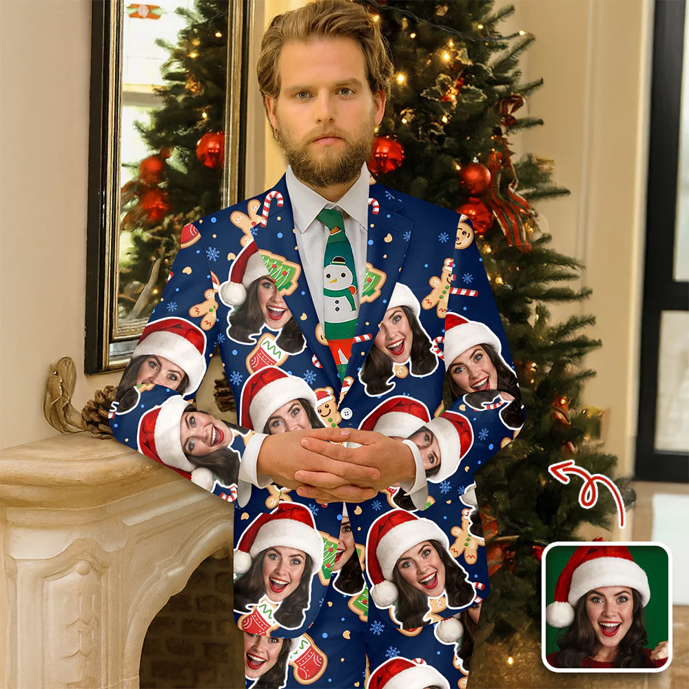 Custom Photo Christmas Family Men's Suits Gift For Dad, Mom, Kids HO82 900232 - Image 2