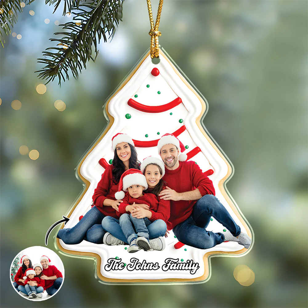 Custom Photo Christmas Tree Cake Family Acrylic Ornament Gift For Mom, Dad, Brother, Sister, Kids HO82 900072 - Image 3