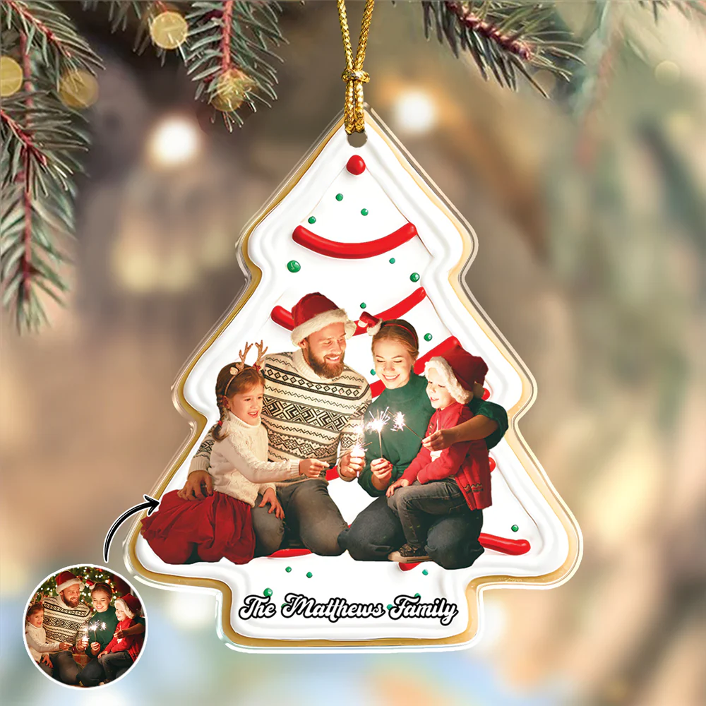 Custom Photo Christmas Tree Cake Family Acrylic Ornament Gift For Mom, Dad, Brother, Sister, Kids HO82 900072 - Image 4