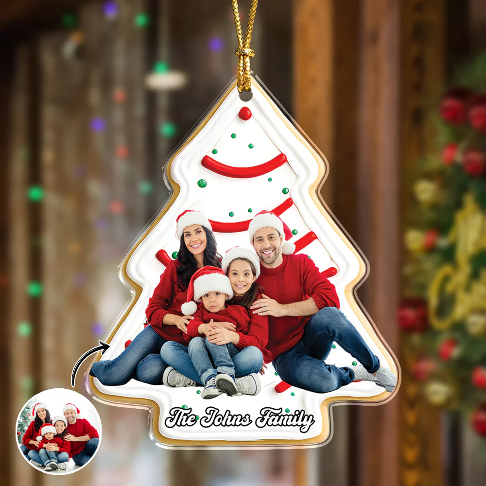 Custom Photo Christmas Tree Cake Family Acrylic Ornament Gift For Mom, Dad, Brother, Sister, Kids HO82 900072 - Image 6