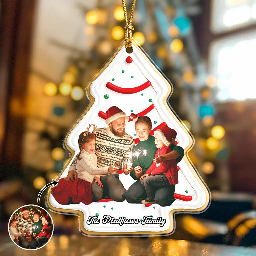 Custom Photo Christmas Tree Cake Family Acrylic Ornament Gift For Mom, Dad, Brother, Sister, Kids HO82 900072 - Image 8