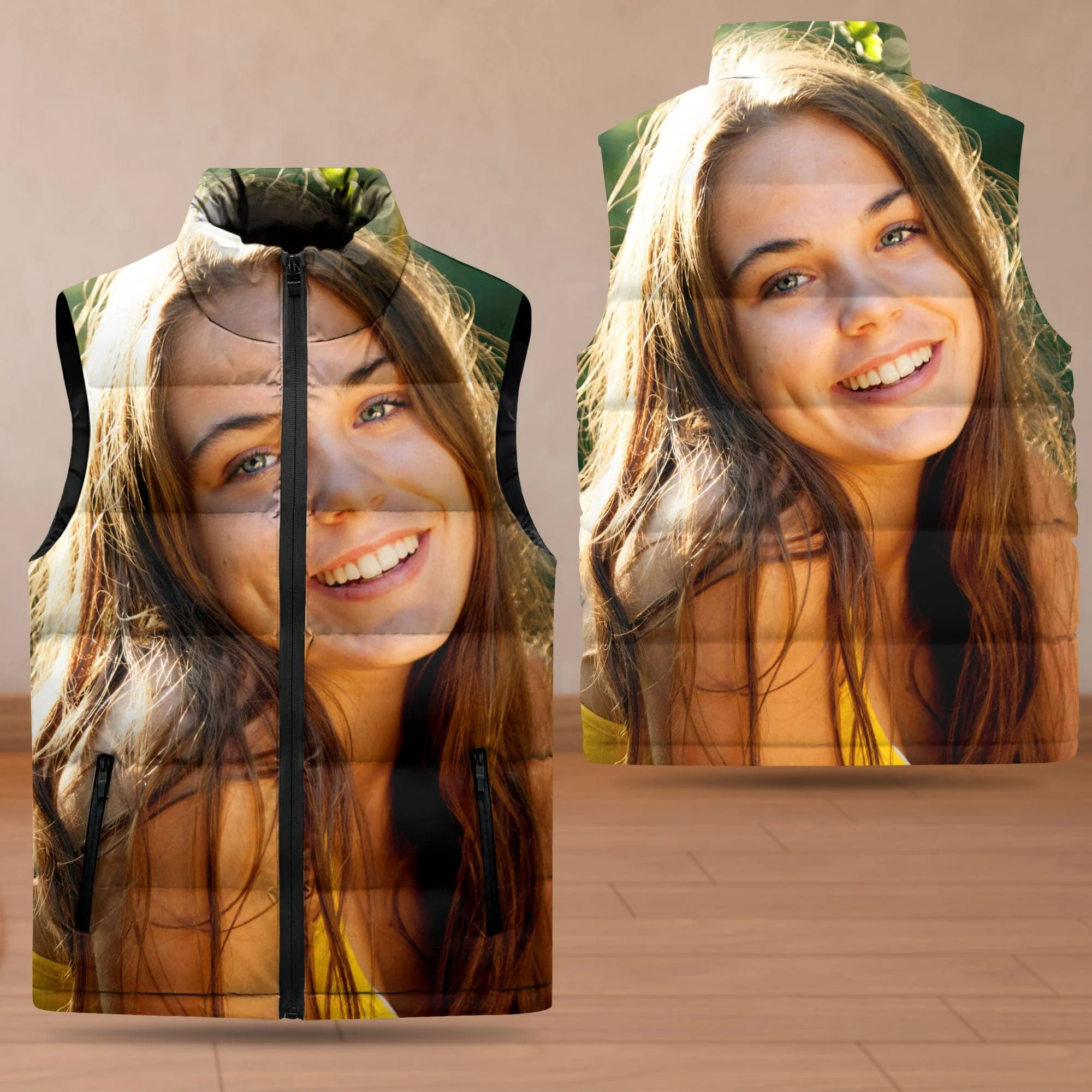 Custom Photo Collar Down Vest HO82 893238 - Image 3