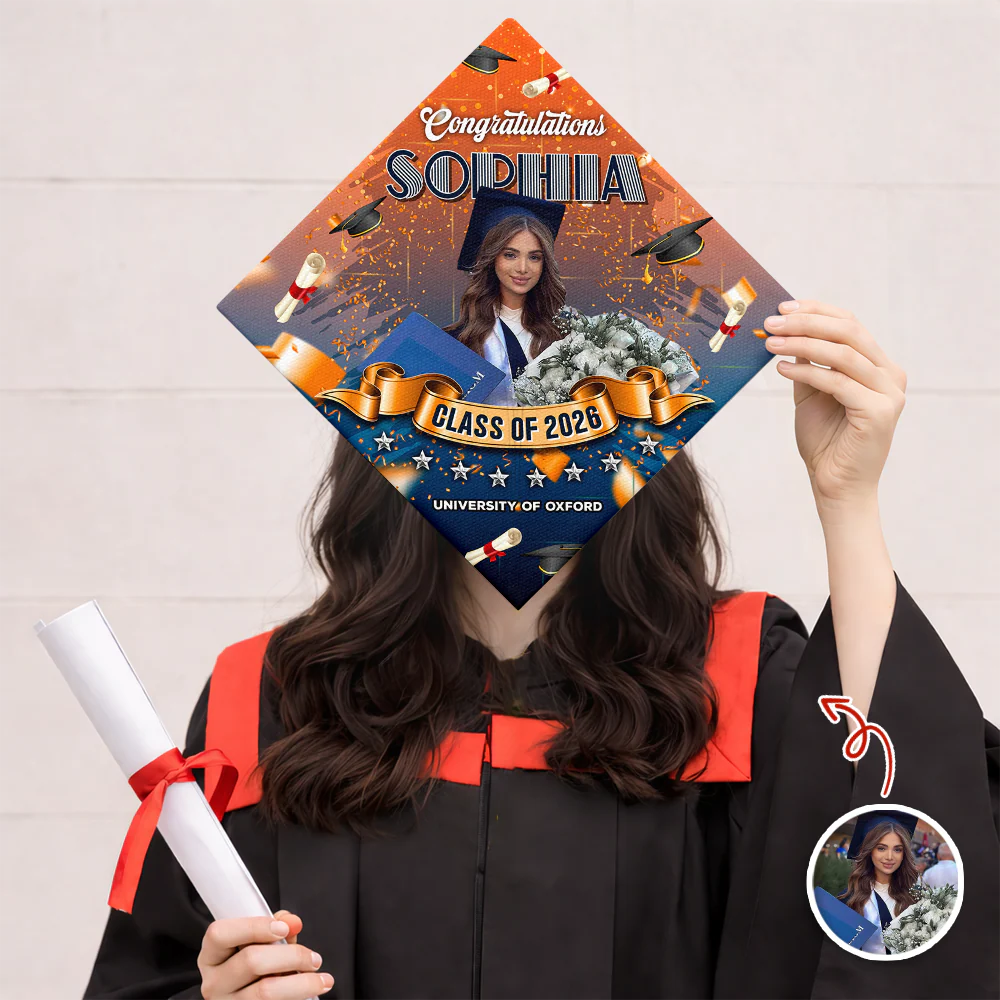 Custom Photo Congrats Class Of 2026 Graduation Cap Topper HO82 901660 - Image 2