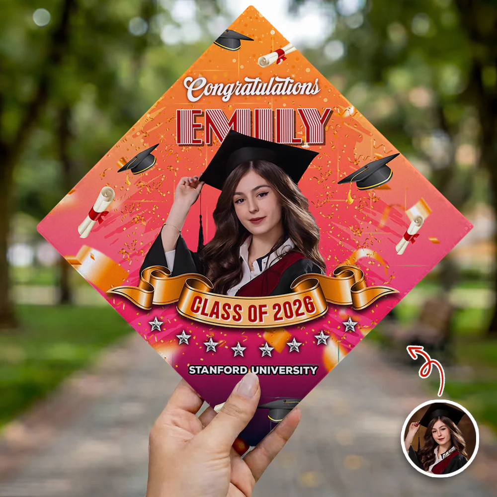 Custom Photo Congrats Class Of 2026 Graduation Cap Topper HO82 901660 - Image 3