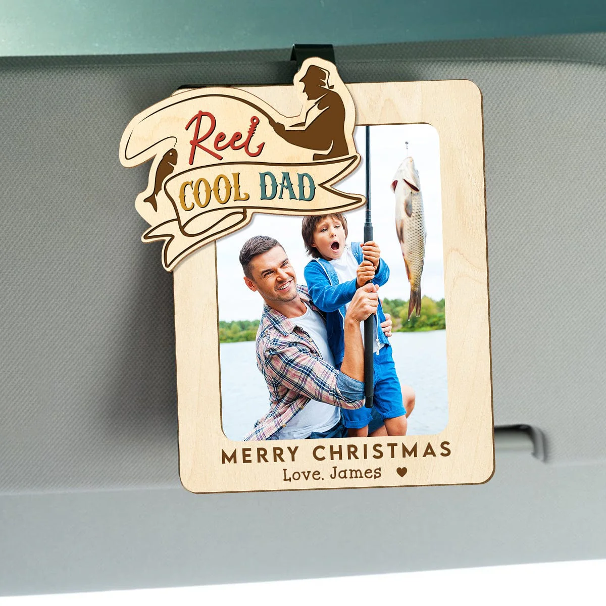 Custom Photo Cool Fishing Dad Christmas Gift Car Visor Clip HO82 890700