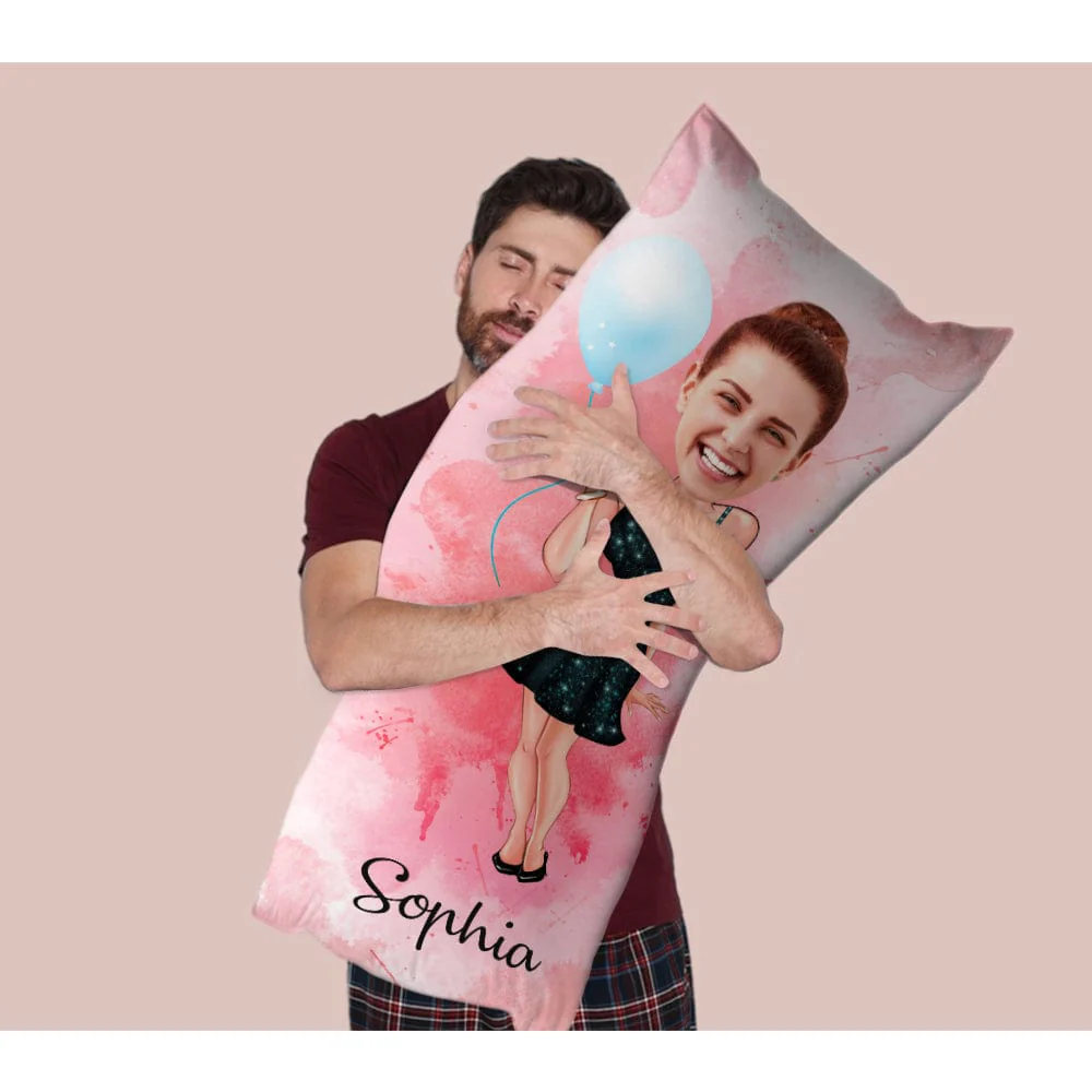 Custom Photo Couple Cartoon Rectangle Pillow Case N304 890174