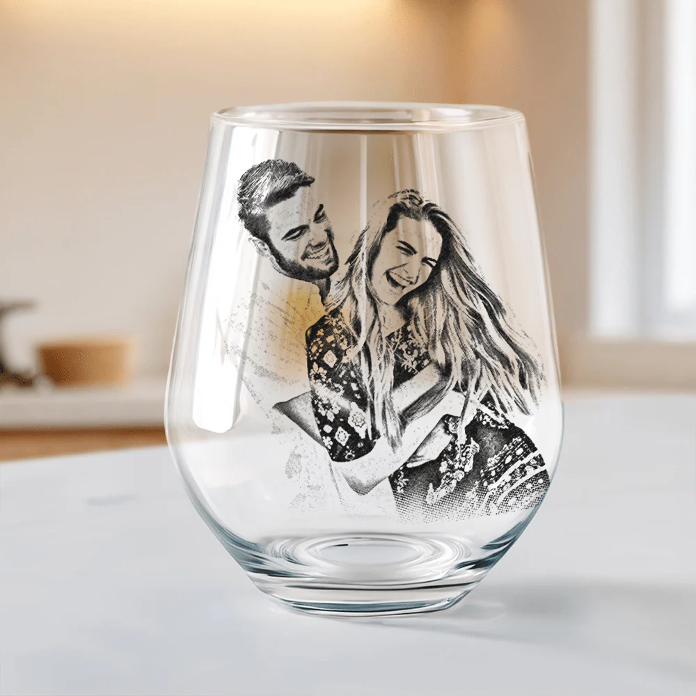 Custom Photo Couple Stemless Wine Glass Unique Valentine's Day Gift HO82 893410 - Image 6