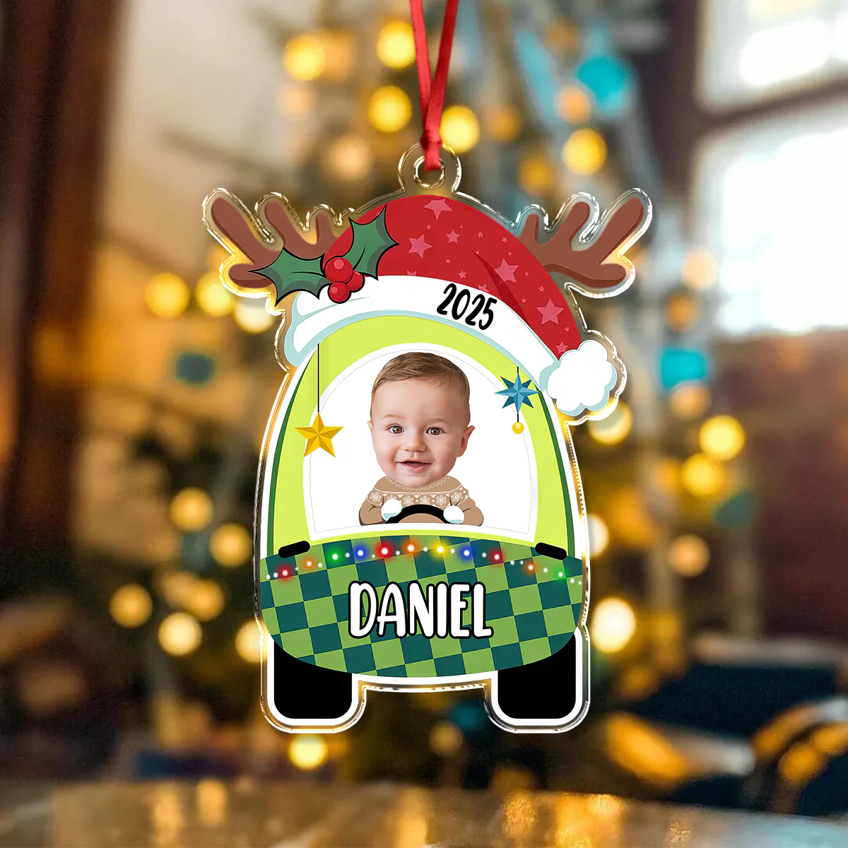 Custom Photo Cute Baby First Christmas Car Acrylic Ornament HO82 894646 - Image 2