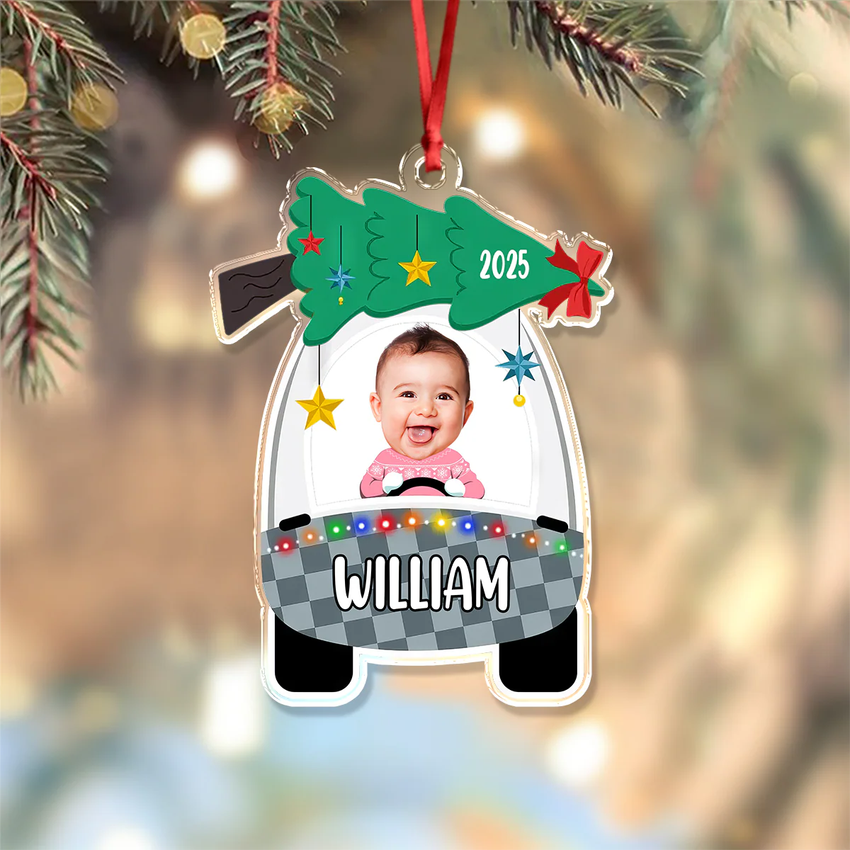 Custom Photo Cute Baby First Christmas Car Acrylic Ornament HO82 894646 - Image 3