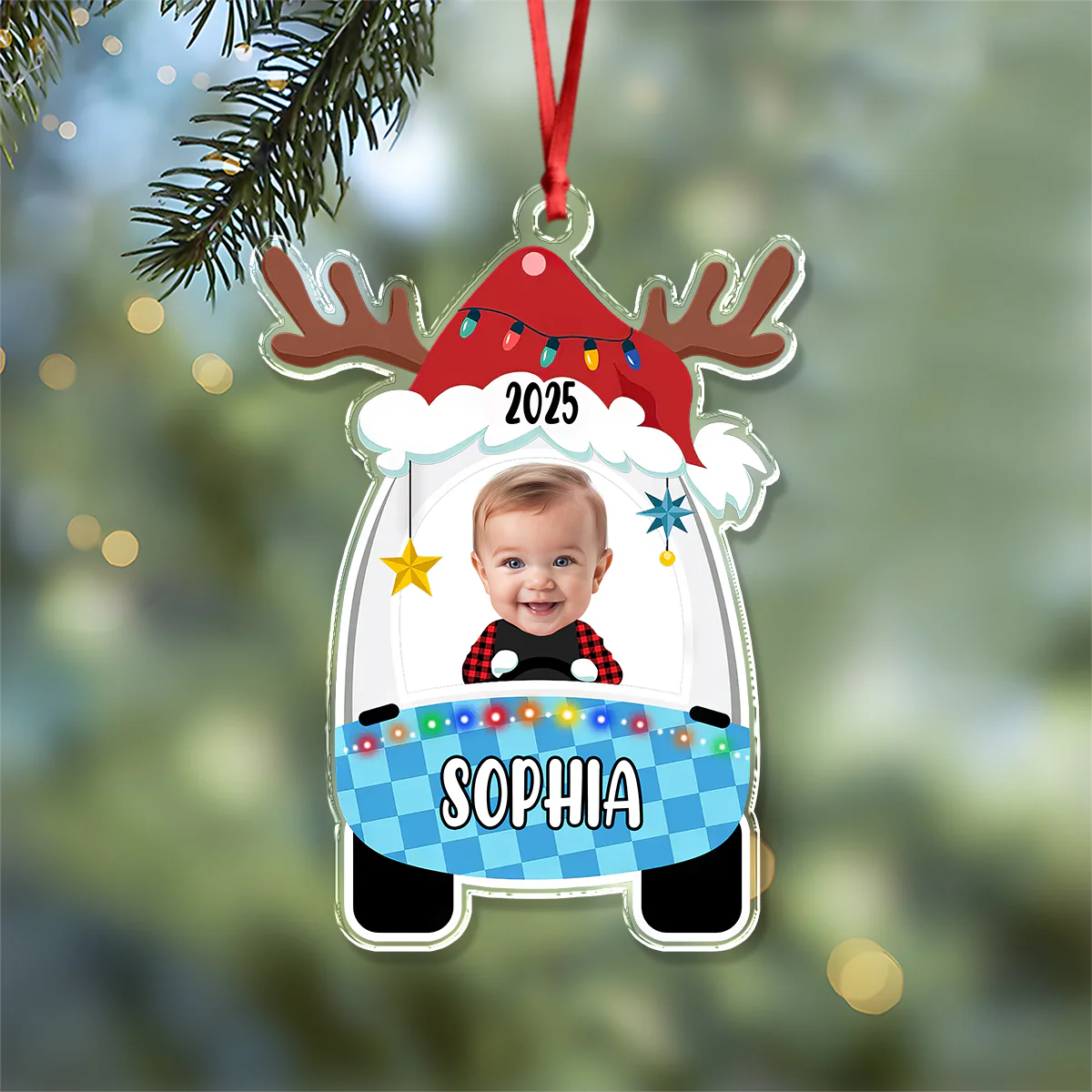 Custom Photo Cute Baby First Christmas Car Acrylic Ornament HO82 894646 - Image 4